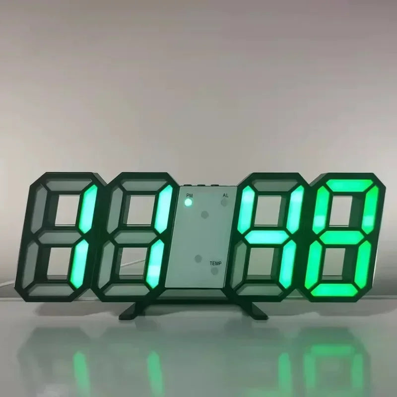 3D LED Digital Alarm Clock - Wall/Desktop Black