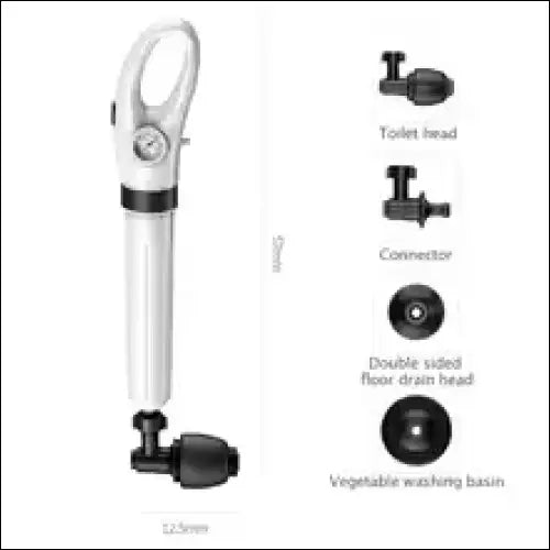 AirBlast Pro clog buster with multiple drain head attachments.