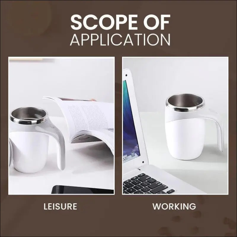 AutoStir Self-Stirring Coffee Mug: Electric Automatic Mixing Cup for Coffee, Tea - Leisure & Work Versatile Stainless Steel Mug