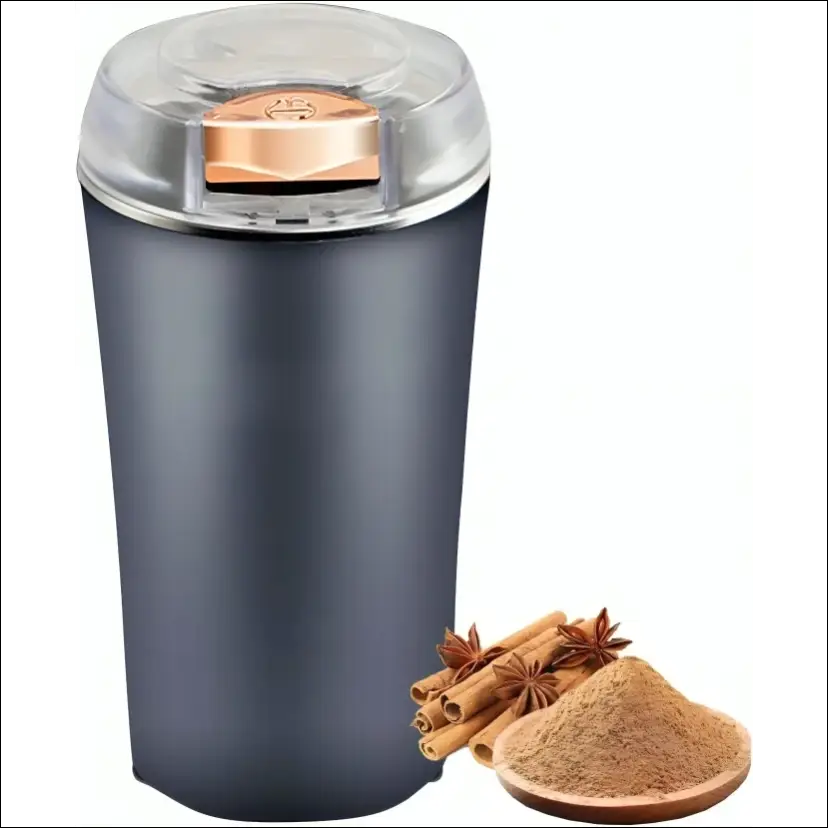 GrindMaster Go spice grinder with cinnamon sticks and ground spice.