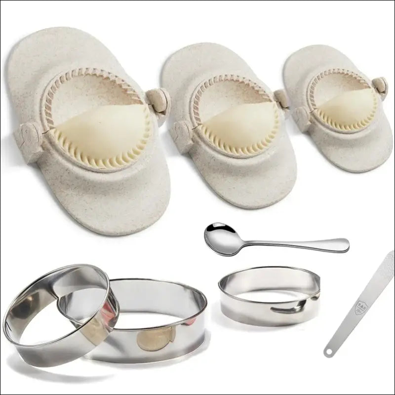 Dumpling maker tool with accessories for empanadas and pierogi