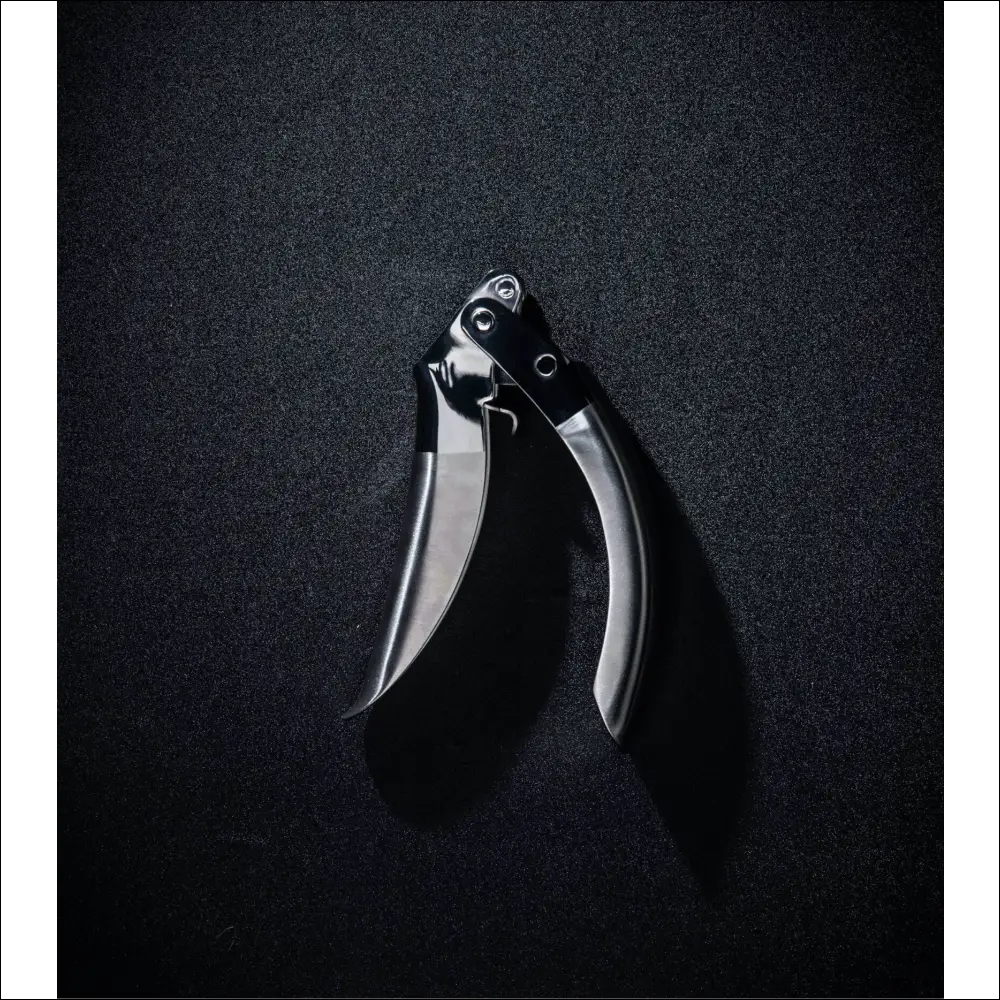 Close-up of a silver ProPress garlic crusher on dark background.