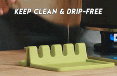 Tidy Kitchen Spoon Holder - Kitchen Utensil Rest - Silicone Drip-Free Spoon Rest
