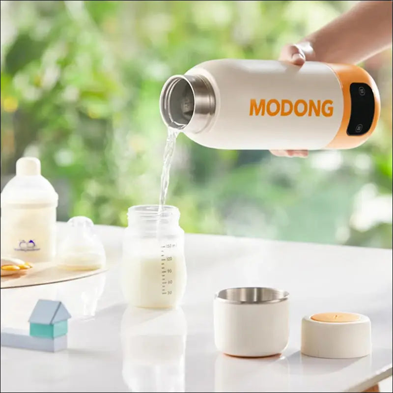 Modong Portable Kettle: Heating water for baby bottle. Travel electric kettle for on-the-go formula warming. Baby bottle warmer.