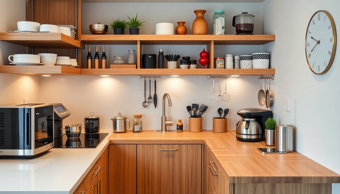 A compact kitchen filled with innovative gadgets