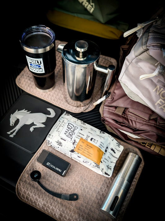 Coffee making supplies for outdoor adventure