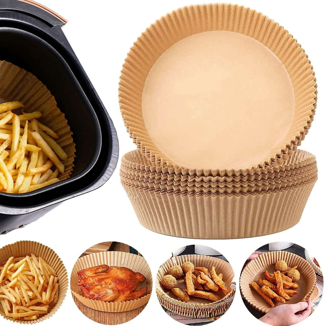 Magical Air Fryer Paper Liners - Oil-Proof Wonder Sheets for Mess-Free Cooking!