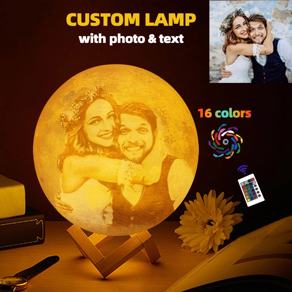 3D Moon Lamp - Custom Photo & Text USB Night Light