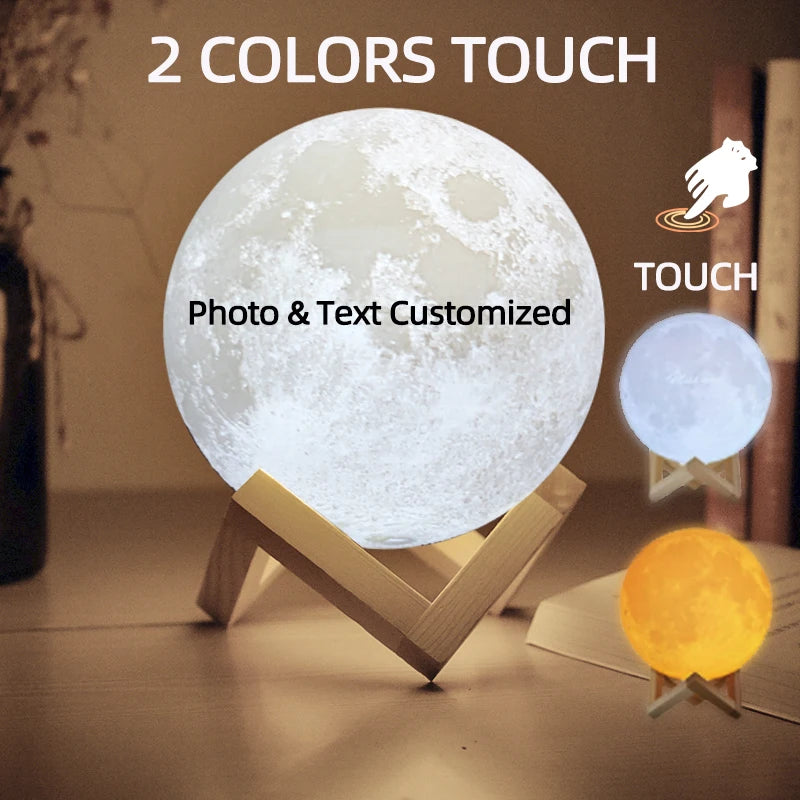 3D Moon Lamp - Custom Photo & Text USB Night Light