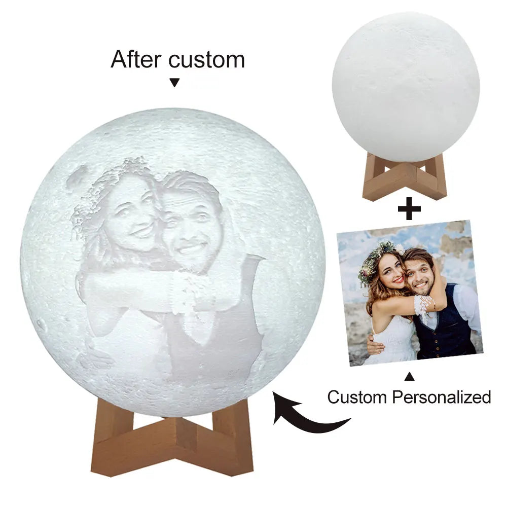 3D Moon Lamp - Custom Photo & Text USB Night Light