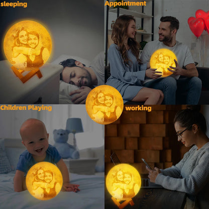 3D Moon Lamp - Custom Photo & Text USB Night Light