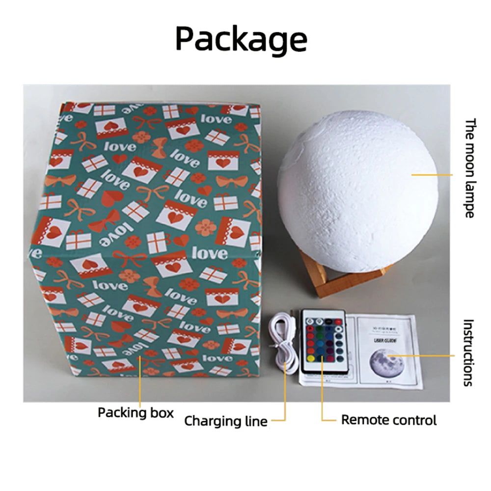 3D Moon Lamp - Custom Photo & Text USB Night Light