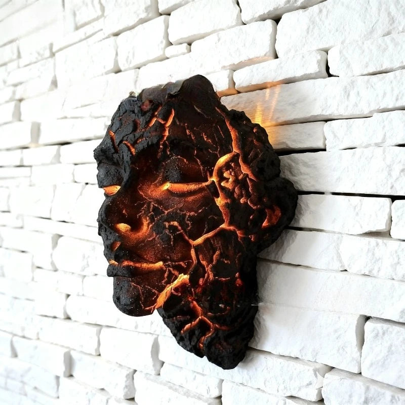 Black Lava LED Wall Lamp - Orange Cracks