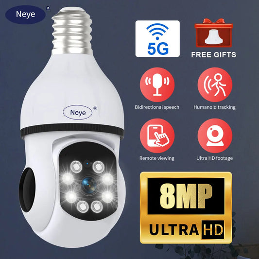 8MP 4K WiFi Light Bulb Camera E27 - Night Vision