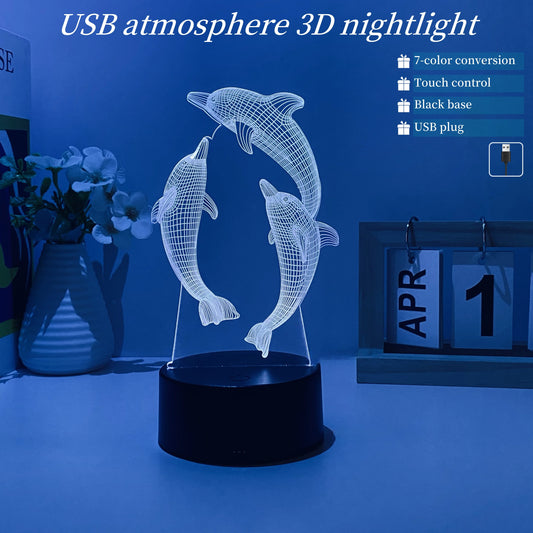 1PC dolphin pattern 3D nightlight