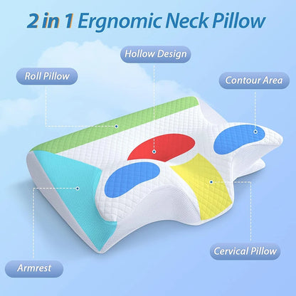 2 in 1 Ergonomic Orthopedic Pillow - Neck Pain Relief