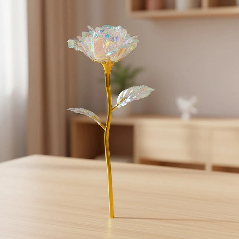 Eternal Rose LED Lamp - Silk Flower Glass Dome