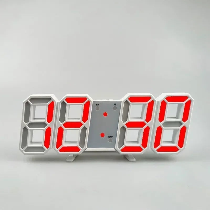 3D LED Digital Alarm Clock - Wall/Desktop Black