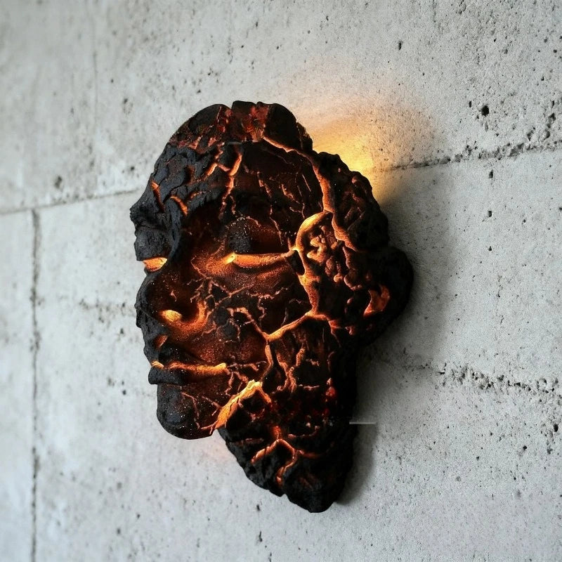 Black Lava LED Wall Lamp - Orange Cracks