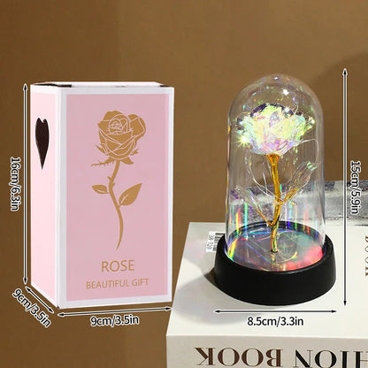 Eternal Rose LED Lamp - Silk Flower Glass Dome