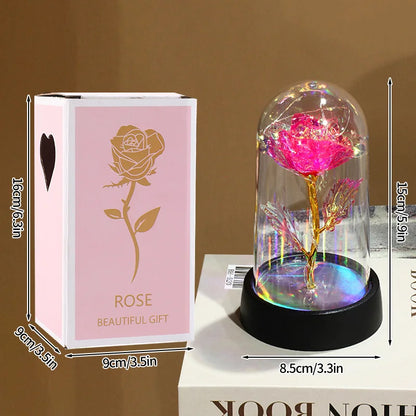 Eternal Rose LED Lamp - Silk Flower Glass Dome