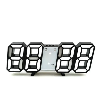 3D LED Digital Alarm Clock - Wall/Desktop Black