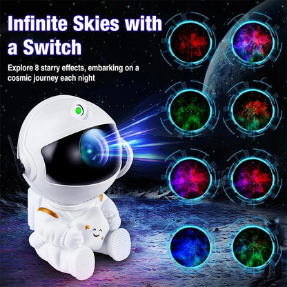 Astronaut Galaxy Projector Night Light - White