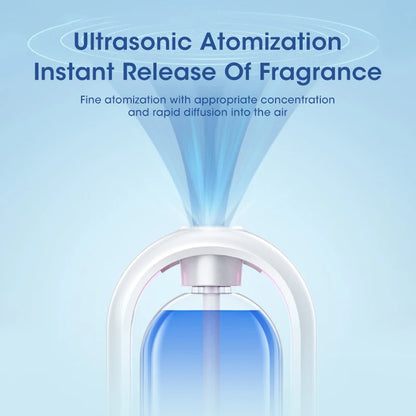Chefio Smart Essential Oil Diffuser infographic showing ultrasonic atomization releasing a fine mist of fragrance.