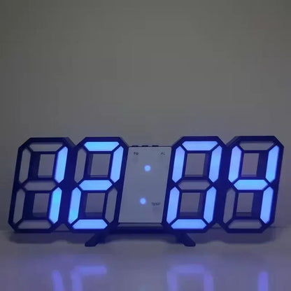3D LED Digital Alarm Clock - Wall/Desktop Black