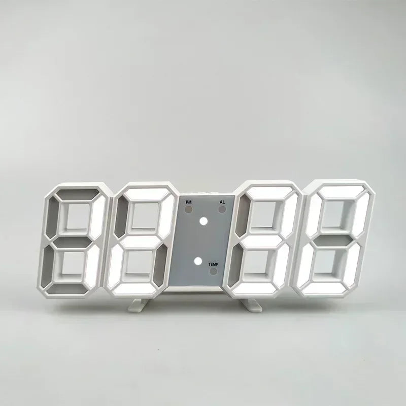 3D LED Digital Alarm Clock - Wall/Desktop Black