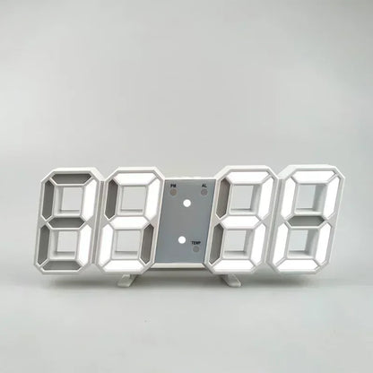 3D LED Digital Alarm Clock - Wall/Desktop Black