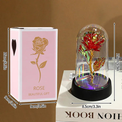 Eternal Rose LED Lamp - Silk Flower Glass Dome