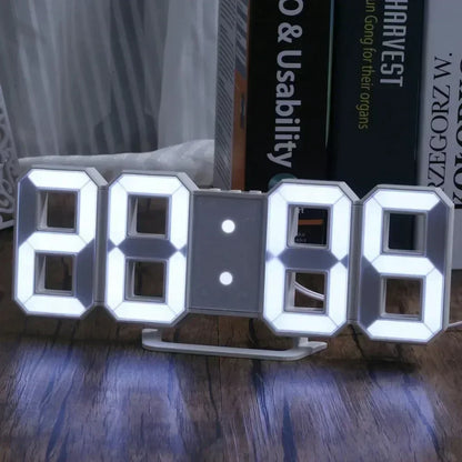 3D LED Digital Alarm Clock - Wall/Desktop Black