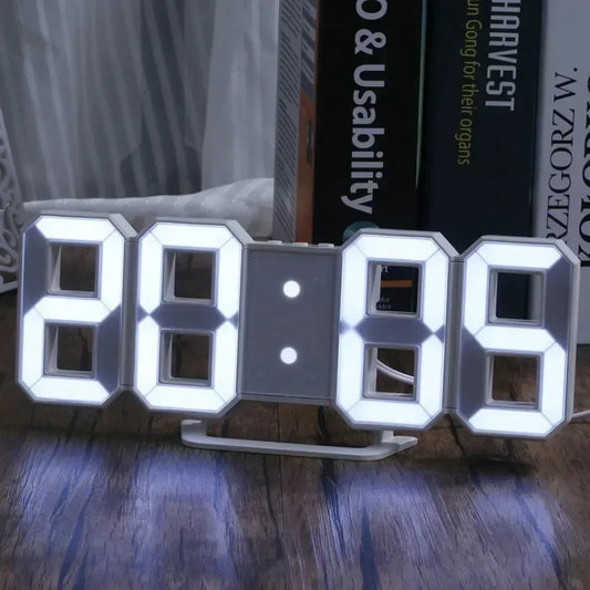 3D LED Digital Alarm Clock - Wall/Desktop Black