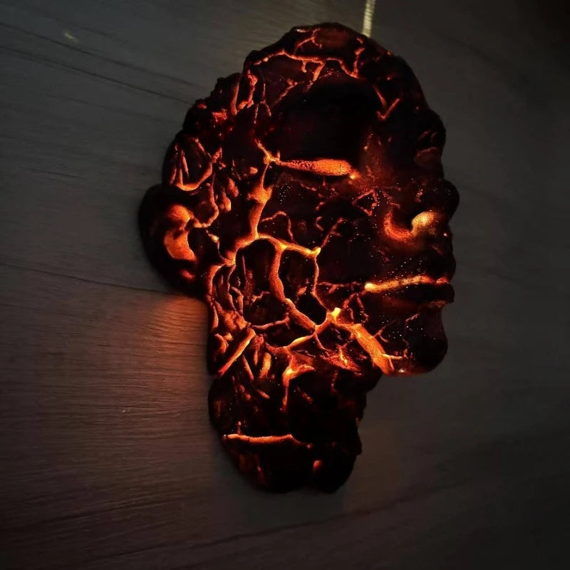Black Lava LED Wall Lamp - Orange Cracks
