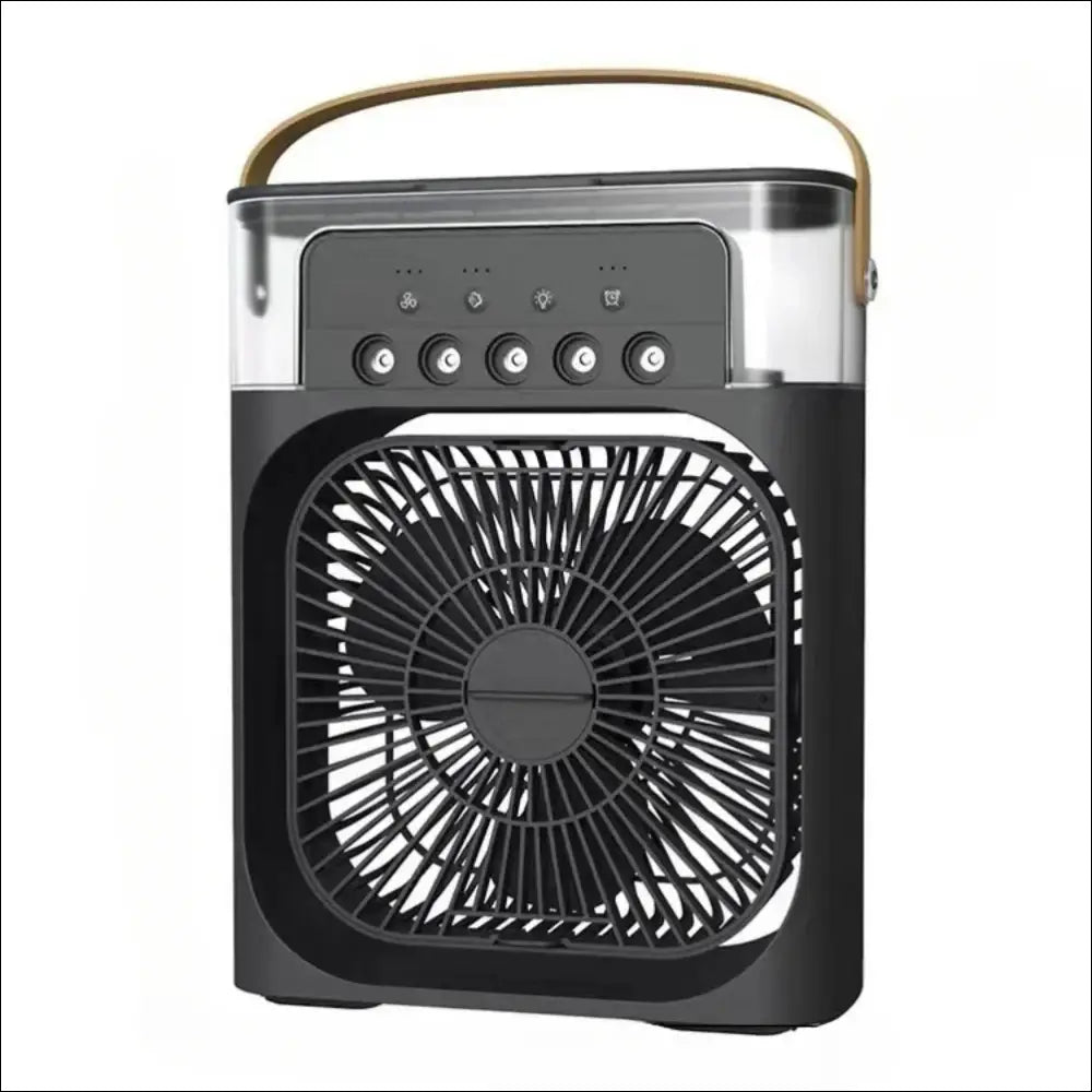 AeroGlow portable fan humidifier with handle and visible water tank.