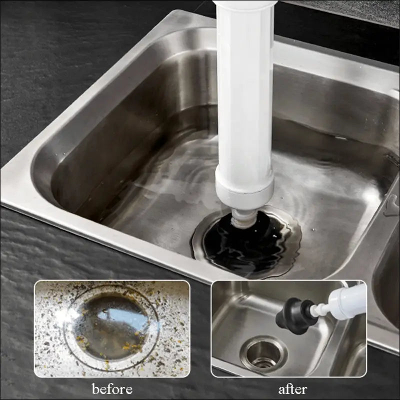 AirBlast Pro clog buster in sink, demonstrating its effective unclogging action.