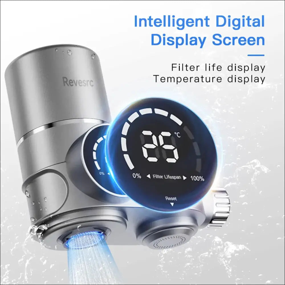 AquaSmart UV Purifier Tap with digital display showing filter lifespan and temperature.