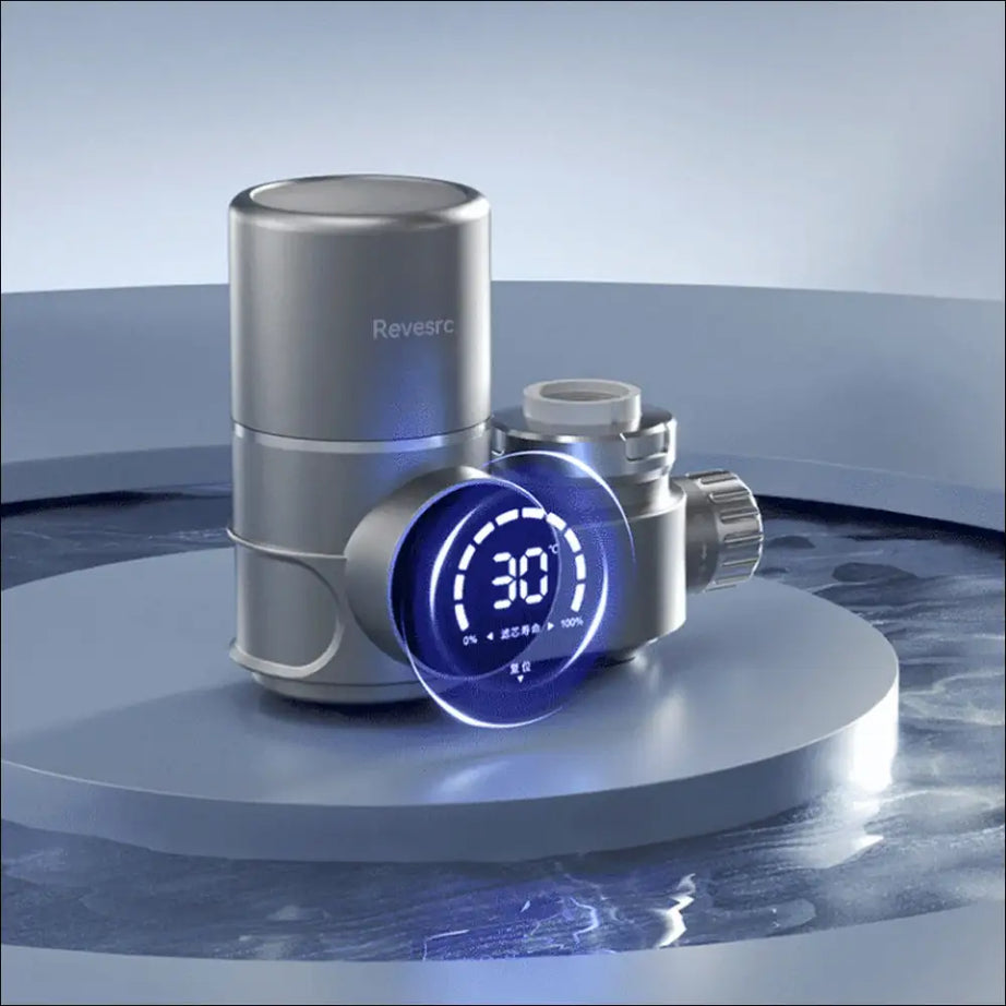 Silver AquaSmart UV Tap with digital display for bathroom sink faucets