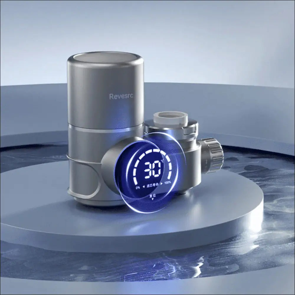 Silver AquaSmart UV Tap with digital display for bathroom sink faucets