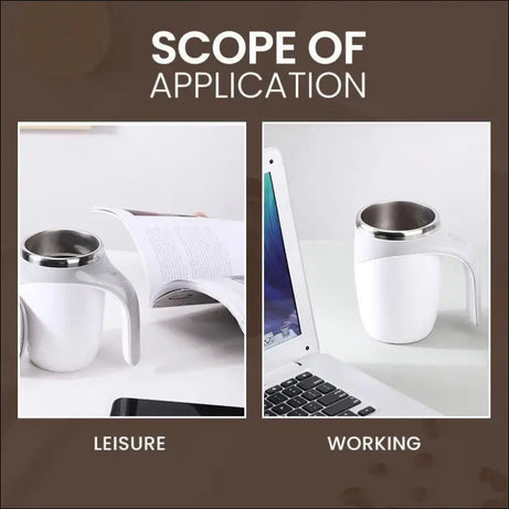 AutoStir Self-Stirring Coffee Mug: Electric Automatic Mixing Cup for Coffee, Tea - Leisure & Work Versatile Stainless Steel Mug