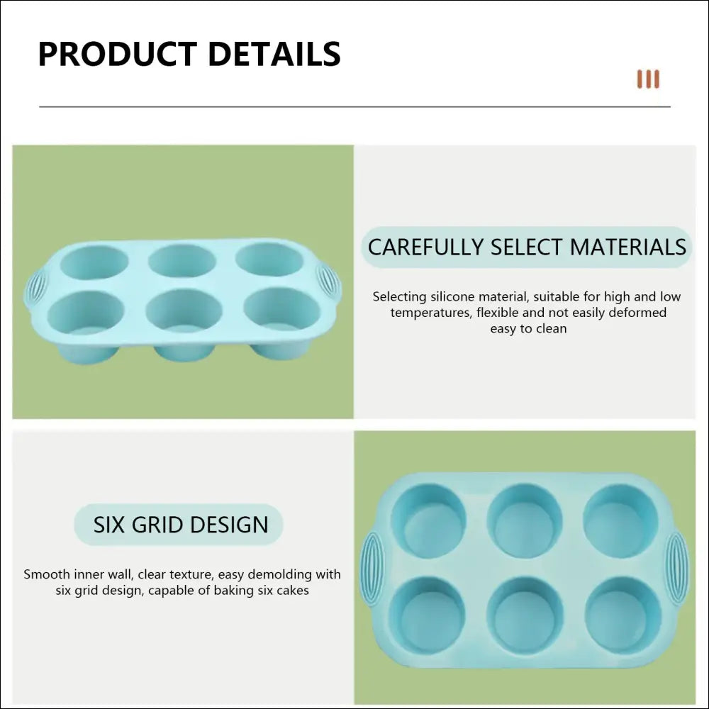 Silicone 6-Cup Muffin Tray: Non-Stick Baking Mold for Muffins, Cupcakes, and Treats - Easy Demolding!