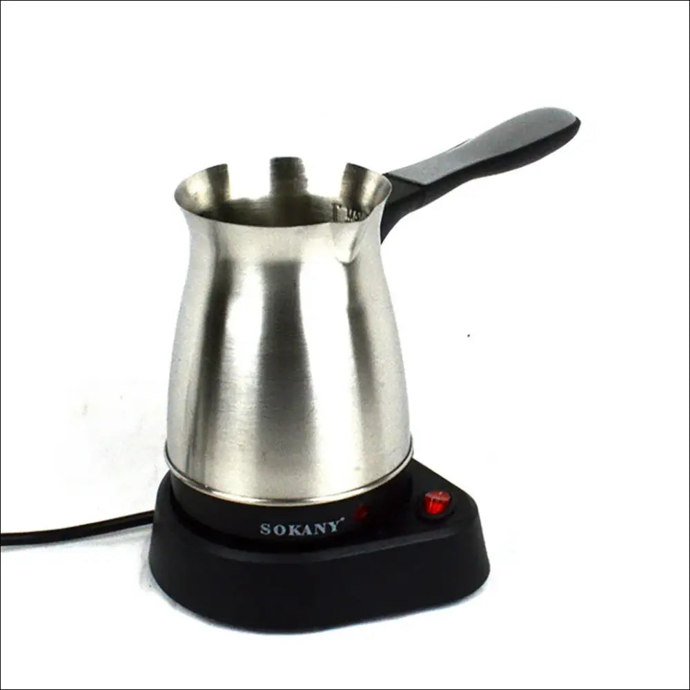 BrewMaster Espresso electric coffee maker for authentic Turkish Greek coffee, portable and durable.