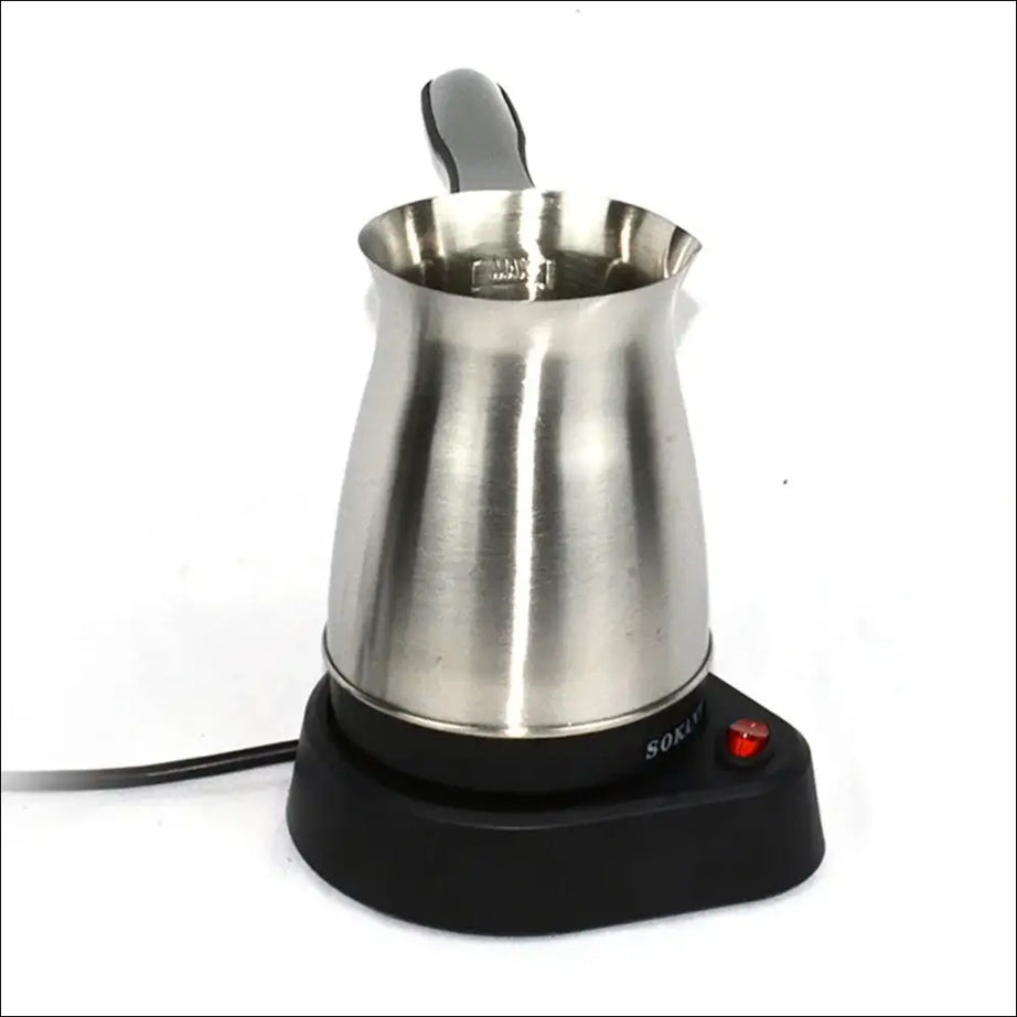 Stainless steel Turkish coffee maker, perfect for brewing rich coffee at home.