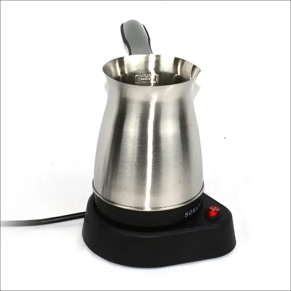 Stainless steel Turkish coffee maker, perfect for brewing rich coffee at home.