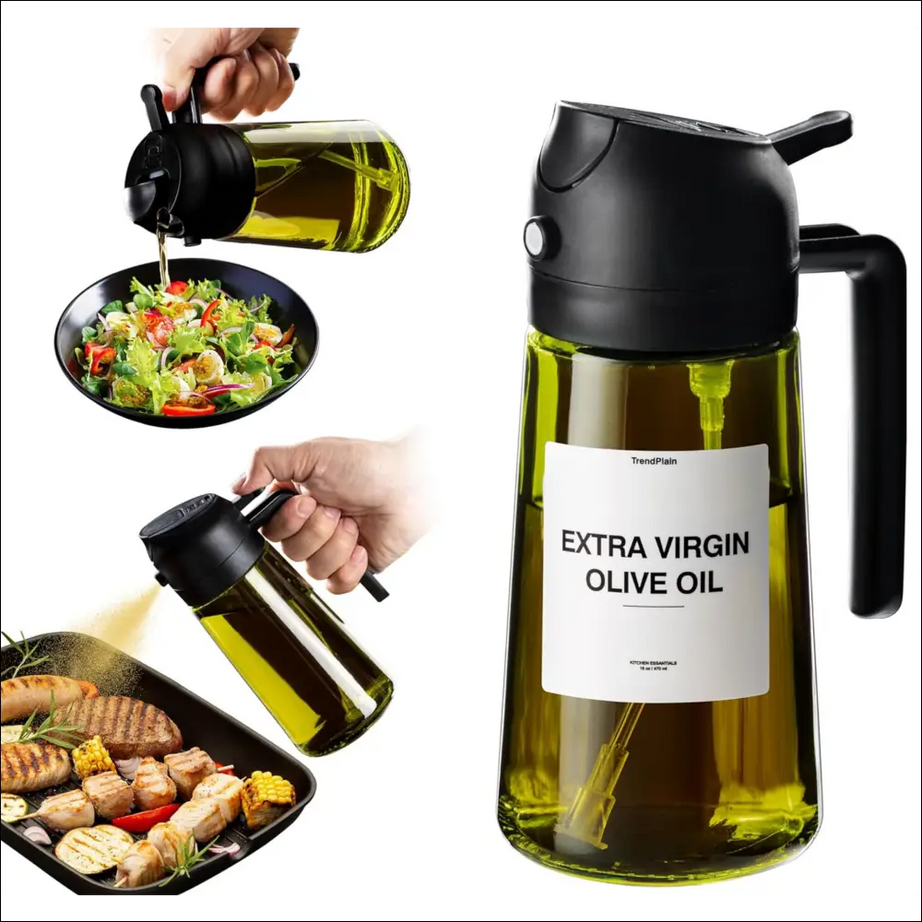 Chefio Oil Dispenser: Using olive oil, spray & pour. Mess-free, easy to use!