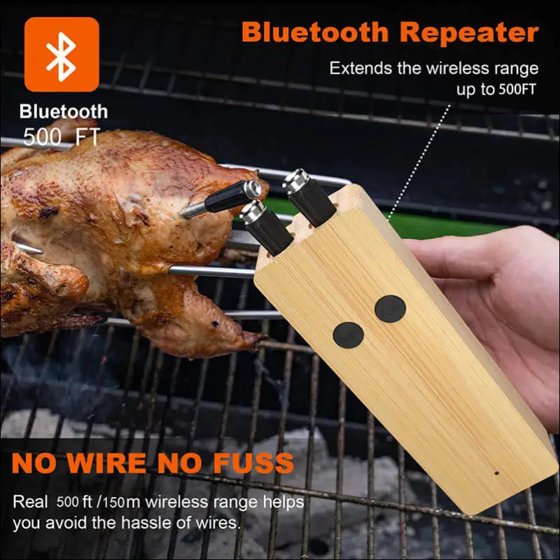 Bluetooth Meat Thermometer: Wireless Cooking with 500ft Range for Perfect BBQ & Grill Results. ChefSync Thermometer for Meat Cooking