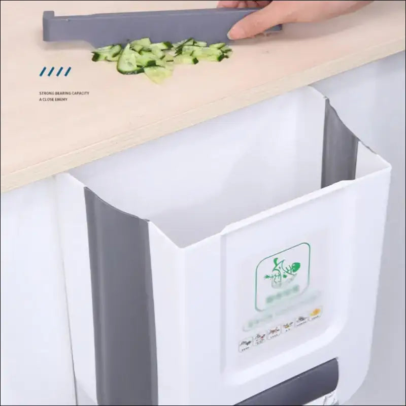 EcoFold Wall Bin: Foldable Kitchen Trash Can - Wall Mounted Space Saver for Small Spaces - Chefio