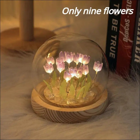 Luminous Tulip Dome with glowing tulips under glass