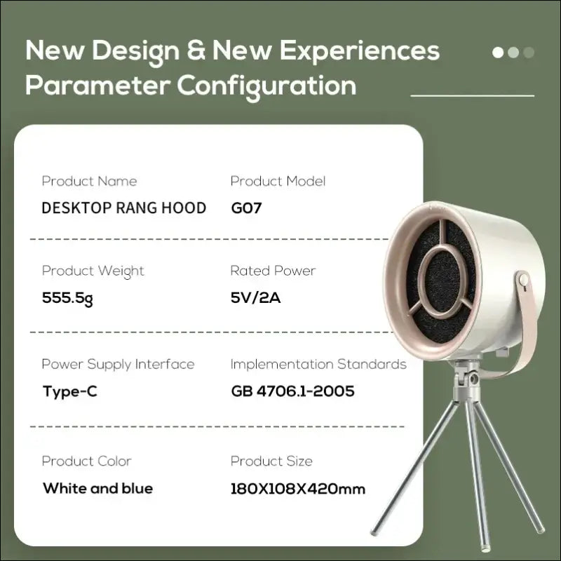 Desktop fan with Type-C interface and tripod stand.